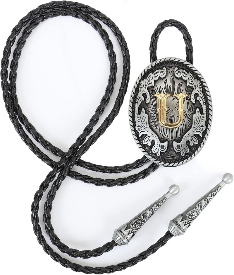 Wentur Bolo Tie for Men - Western Bolo Ties Alphabet Initial Letter ABCDJMR to Z - Western Cowboy Bolo Tie for Women Cowgirl - Image 1